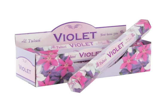 Bâtonnets d'Encens Parfum Violette - Tulasi - Arôme Floral et Délicat - Boîte de 20