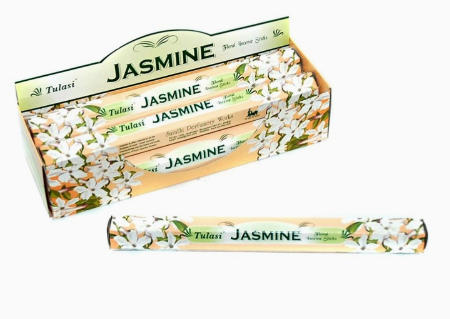 Bâtonnets d'Encens Parfum Jasmin - Tulasi - Parfum Floral et Apaisant - Boîte de 20